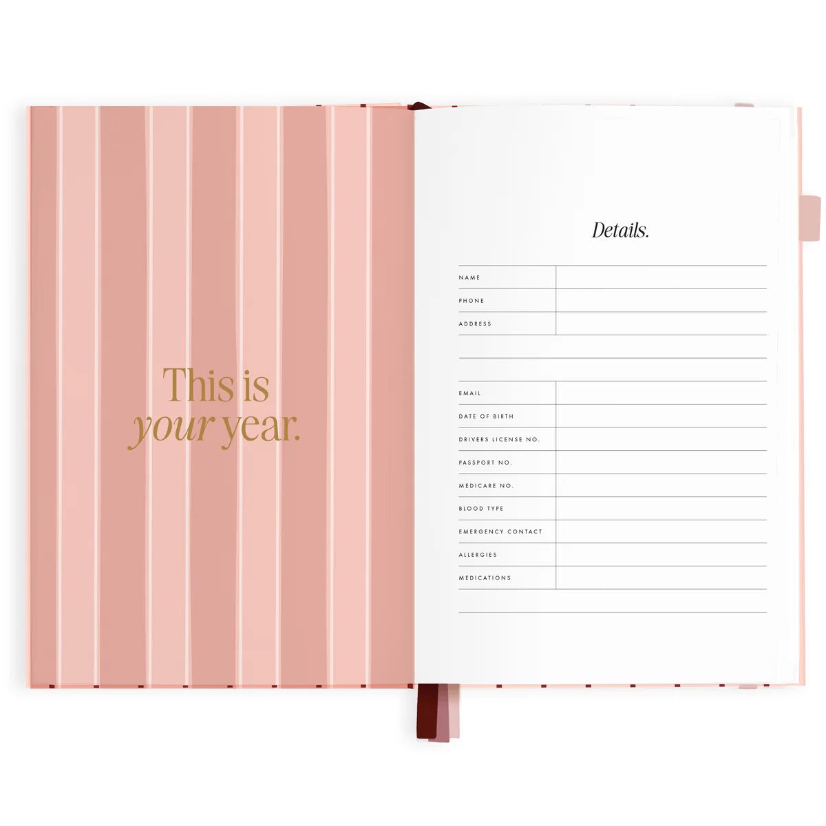 Fox & Fallow |  2027 A5 Horizontal Planner - Rosé Pinstripe