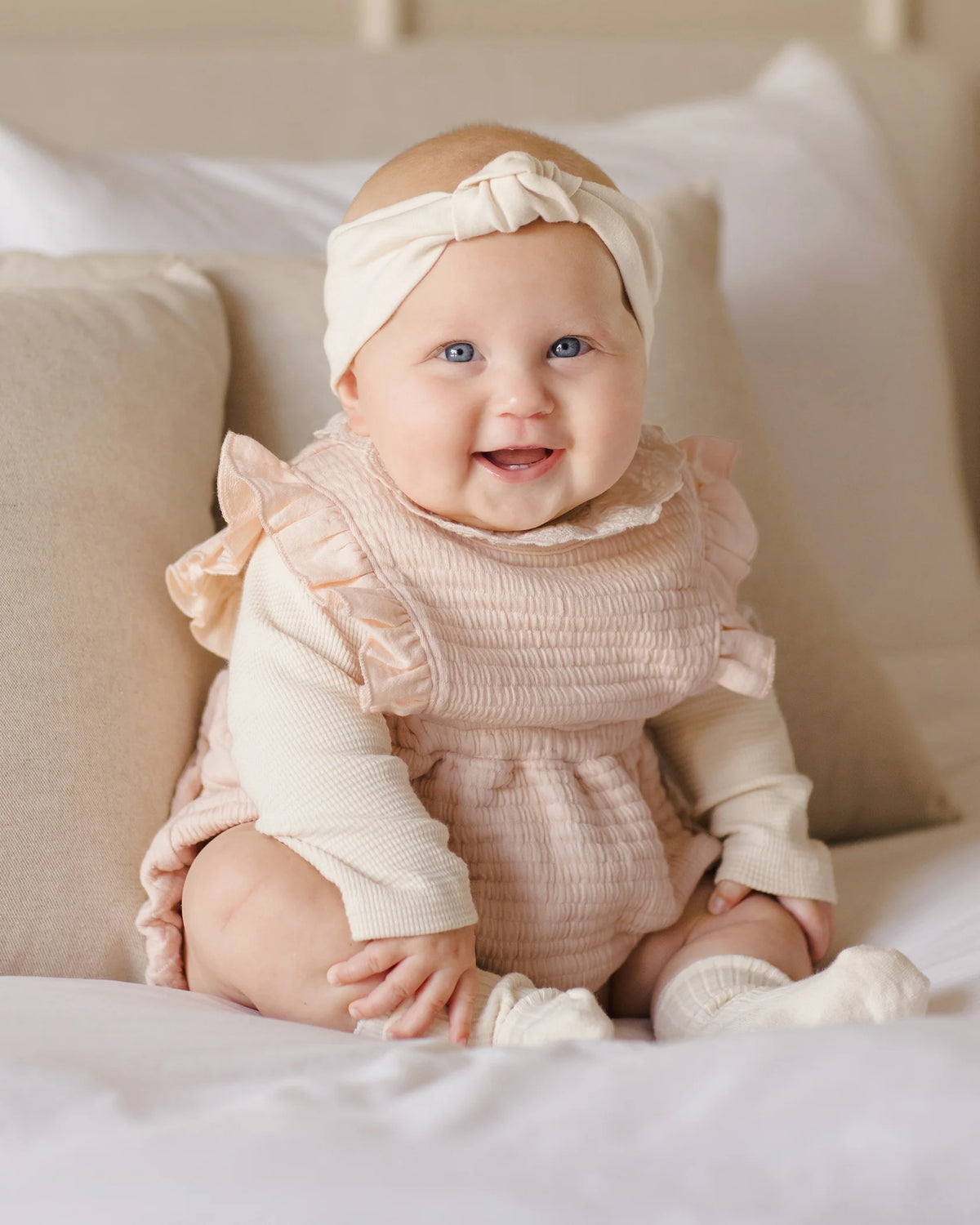 Quincy Mae | Ruffle Bubble Romper - Antique