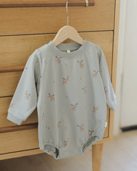 Quincy Mae | Crewneck Bubble Romper - Blue Moose