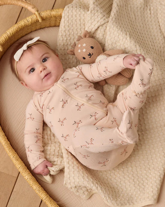 Quincy Mae | Reindeer Bamboo Zip Footie