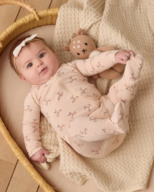 Quincy Mae | Reindeer Bamboo Zip Footie