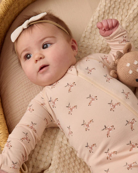 Quincy Mae | Reindeer Bamboo Zip Footie