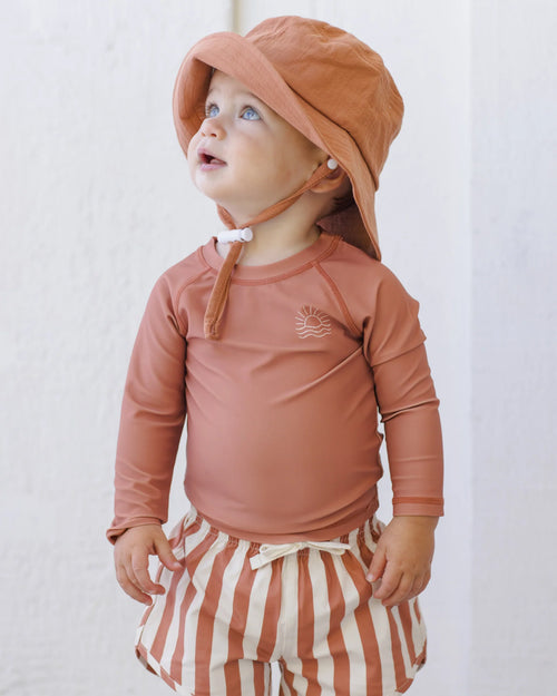 Quincy Mae | Boys Swim Short - Poppy Stripe