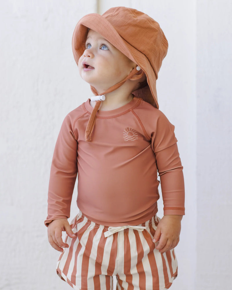 Quincy Mae | Boys Swim Short - Poppy Stripe