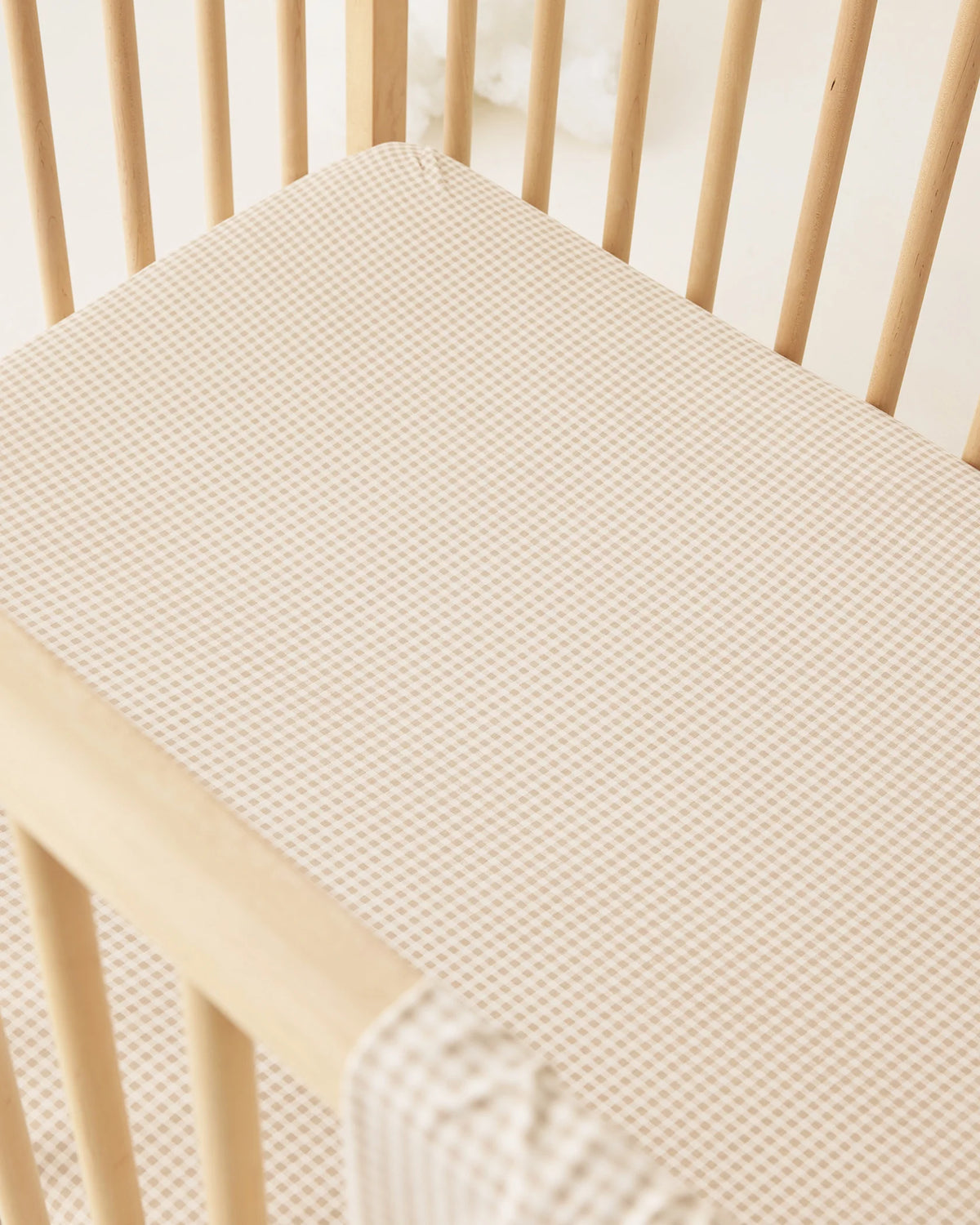 Quincy Mae | Oat Gingham - Bamboo Cot Sheet