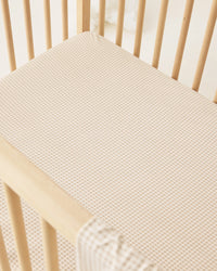 Quincy Mae | Oat Gingham - Bamboo Cot Sheet