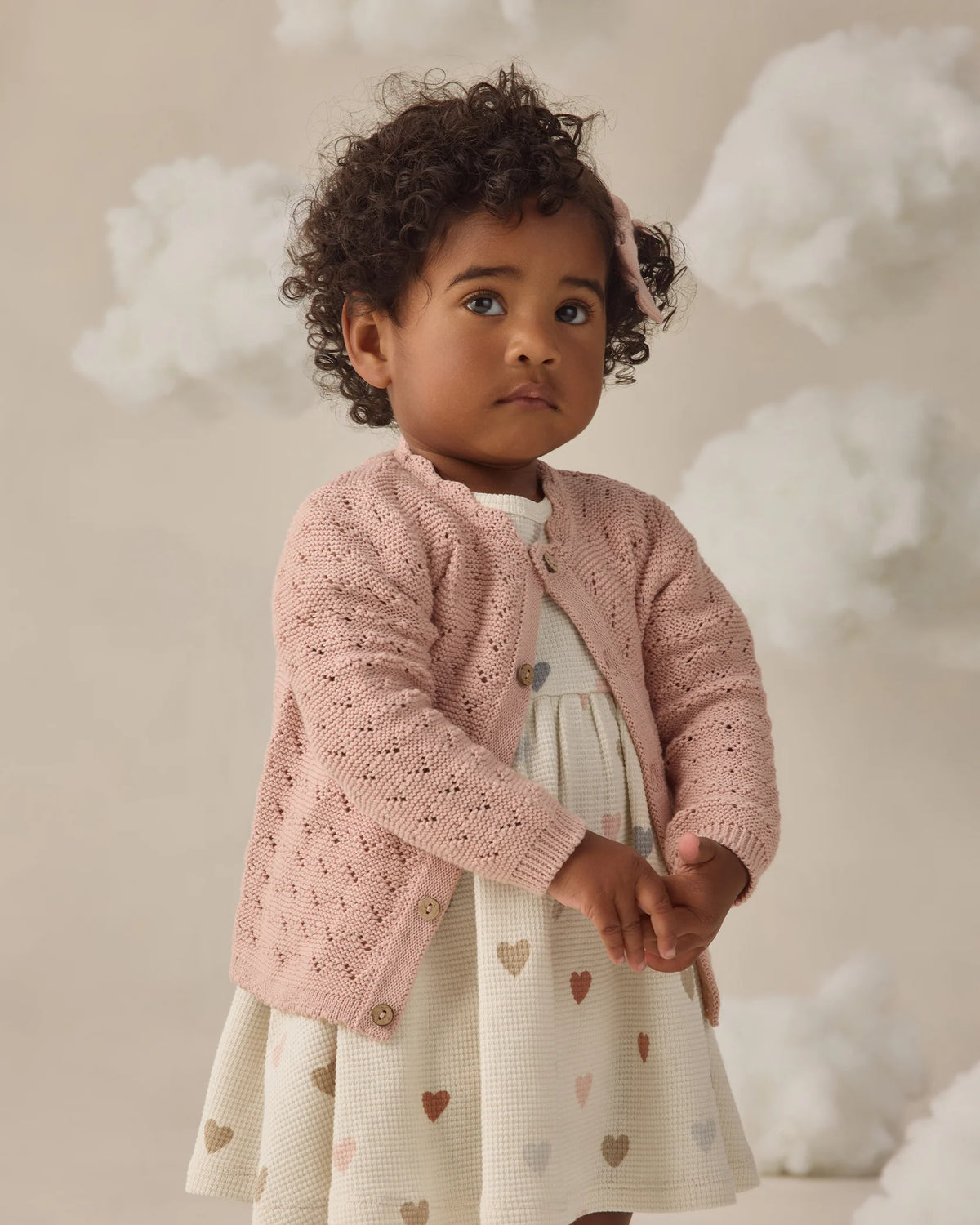 Quincy Mae | Scalloped Cardigan - Blush