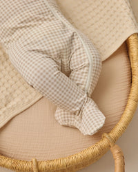 Quincy Mae | Bamboo Zip Footie - Oat Gingham