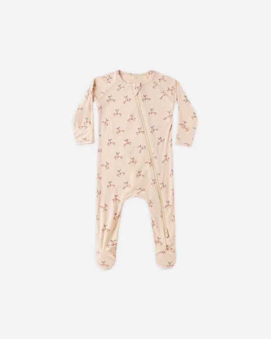 Quincy Mae | Reindeer Bamboo Zip Footie