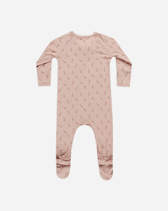 Quincy Mae | Candy Cane Bamboo Zip Footie