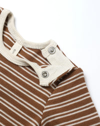 Quincy Mae | Ribbed Bodysuit; 2 Pack Cedar- Micro Stripe & Acorns