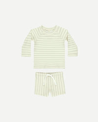 Quincy Mae | Finn Rashguard + Short Set - Mint Stripe