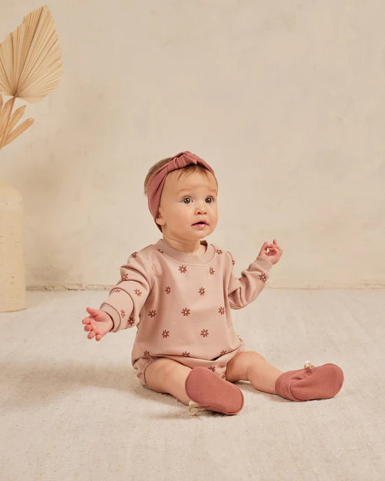 Quincy Mae | Crewneck Bubble Romper - Daisies