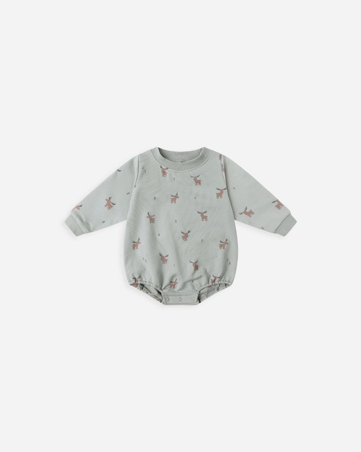 Quincy Mae | Crewneck Bubble Romper - Blue Moose