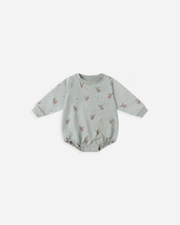 Quincy Mae | Crewneck Bubble Romper - Blue Moose