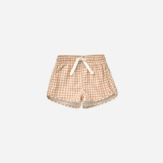 Quincy Mae | Boys Swim Short - Melon Gingham