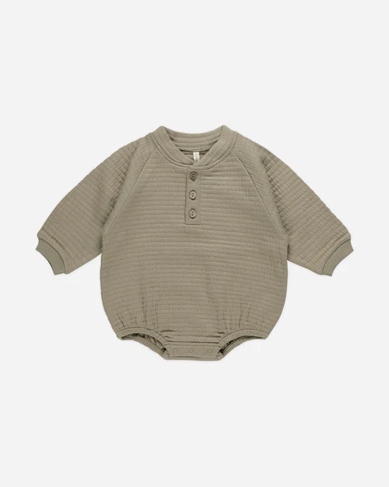 Quincy Mae | Crewneck Bubble Romper - Olive