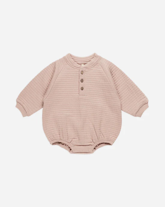 Quincy Mae | Crewneck Bubble Romper - Blush