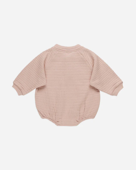 Quincy Mae | Crewneck Bubble Romper - Blush