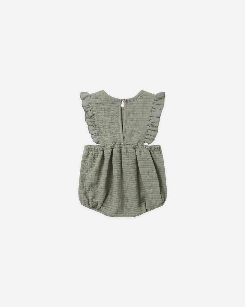 Quincy Mae | Ruffle Bubble Romper - Forest