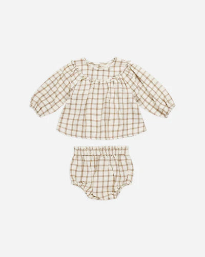 Quincy Mae | Mia Top + Bloomer Set - Cinnamon Plaid