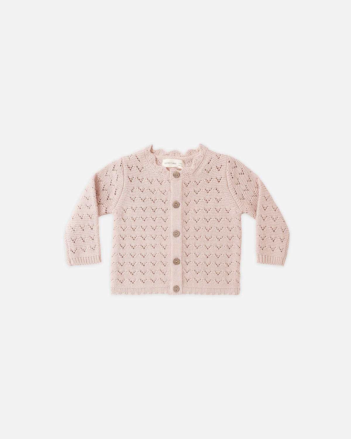 Quincy Mae | Scalloped Cardigan - Blush