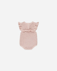 Quincy Mae | Pointelle Ruffle Romper - Bubblegum