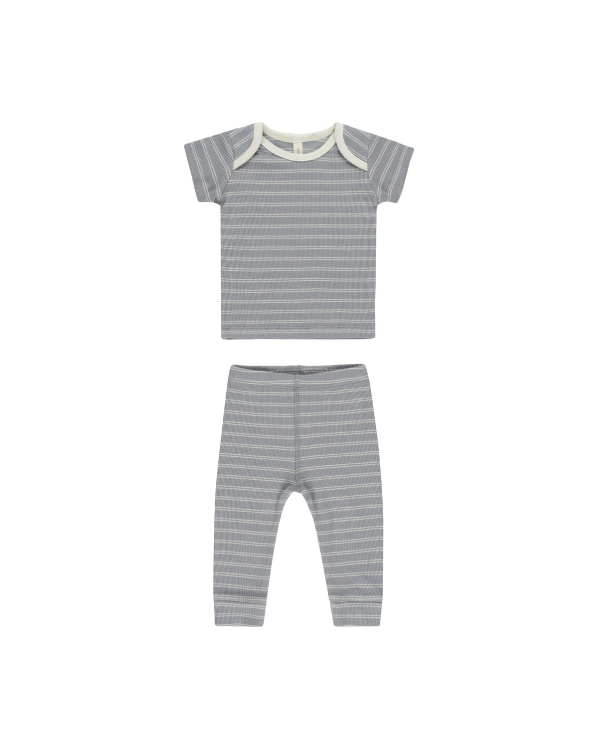 Quincy Mae | Ribbed Short Sleeve Tee + Legging Set - Pinstripe