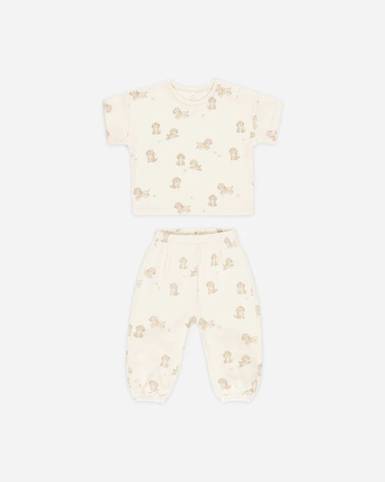 Quincy Mae | Jersey Tee + Pants Set - Puppies