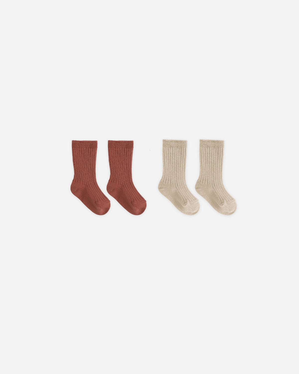 Quincy Mae | Socks, Set Of 2 || Cranberry, Oat