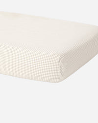 Quincy Mae | Oat Gingham - Bamboo Cot Sheet