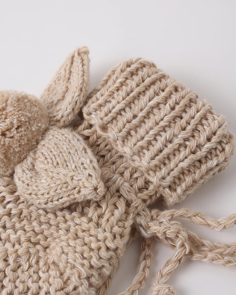 Quincy Mae | Bunny Knit Booties - Heathered Latte