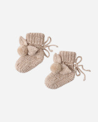 Quincy Mae | Bunny Knit Booties - Heathered Latte