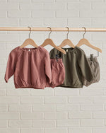 Quincy Mae | Cinch Long Sleeve Tee + Bloomer - Forest