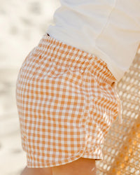 Quincy Mae | Boys Swim Short - Melon Gingham