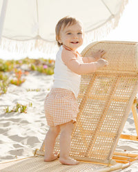 Quincy Mae | Boys Swim Short - Melon Gingham