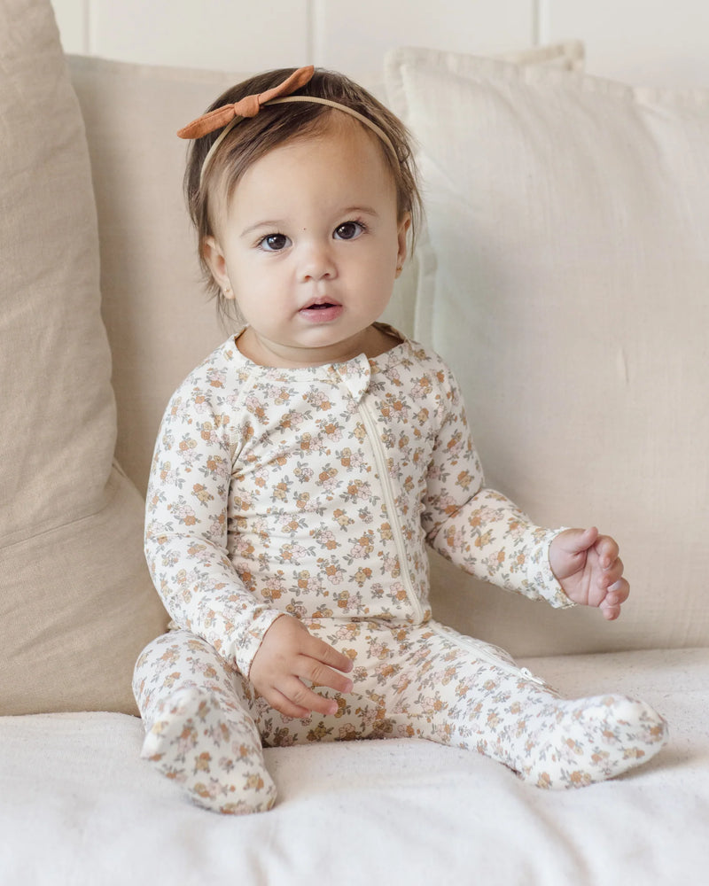 Quincy Mae | Bamboo Zip Footie - Wildflower
