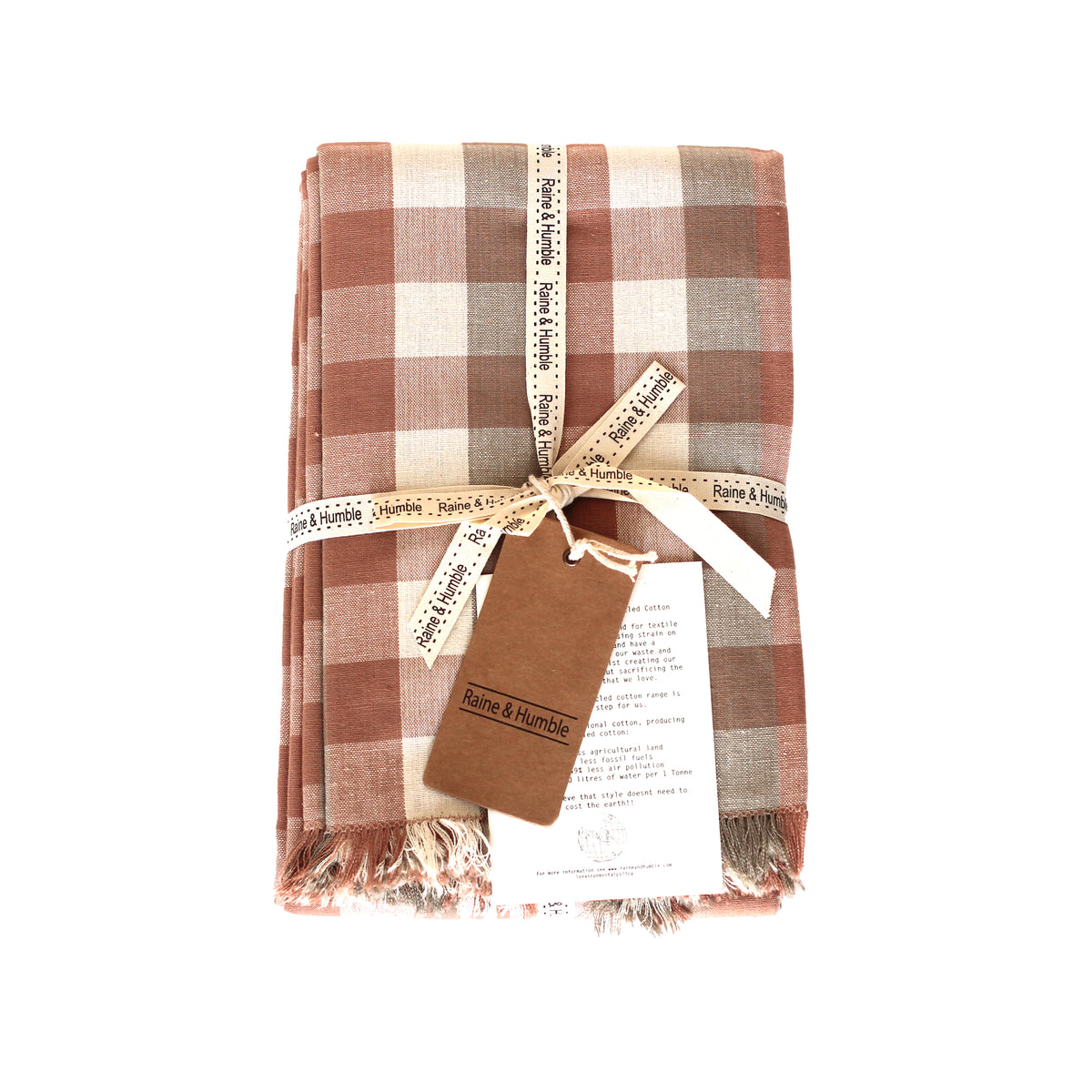 Raine & Humble | Double Check Tablecloth - Salmon Pink