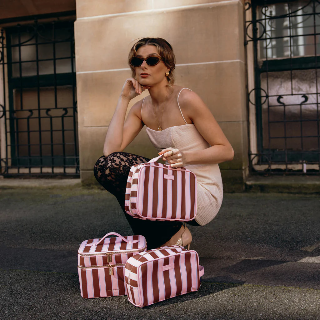 Fox + Fallow | Burgundy Stripe Cosmetic Bag