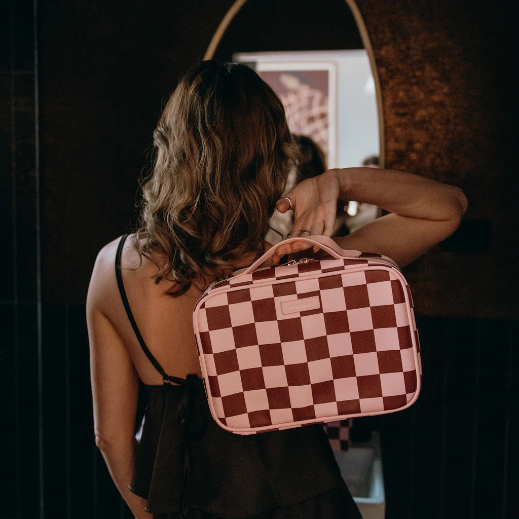 Fox + Fallow | Cherry Check Cosmetic Bag