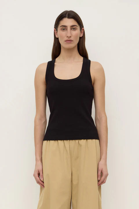 Assembly Label | Robyn Scoop Neck Rib Tank - Black