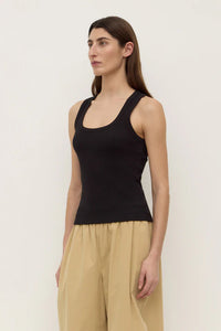 Assembly Label | Robyn Scoop Neck Rib Tank - Black