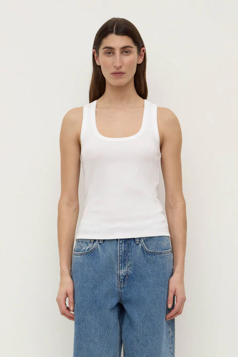Assembly Label | Robyn Scoop Neck Rib Tank - White