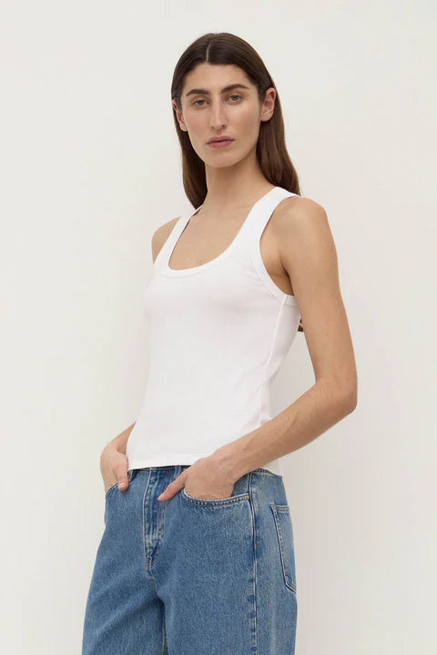 Assembly Label | Robyn Scoop Neck Rib Tank - White