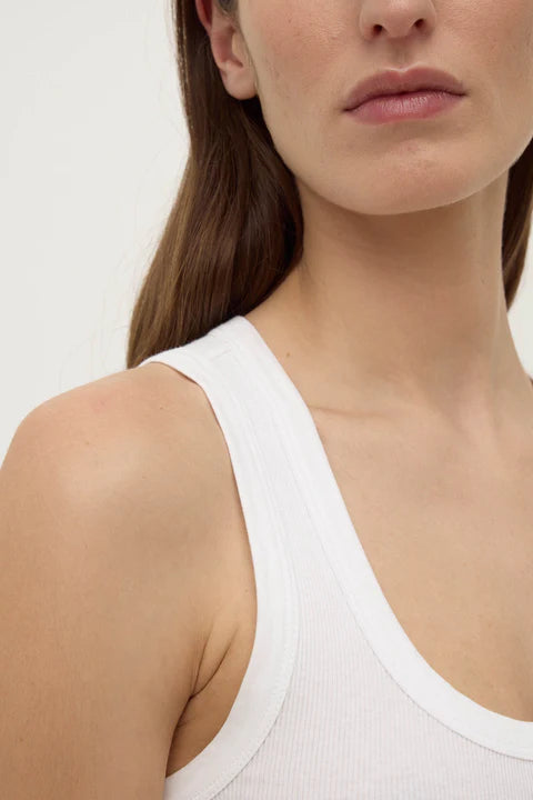 Assembly Label | Robyn Scoop Neck Rib Tank - White