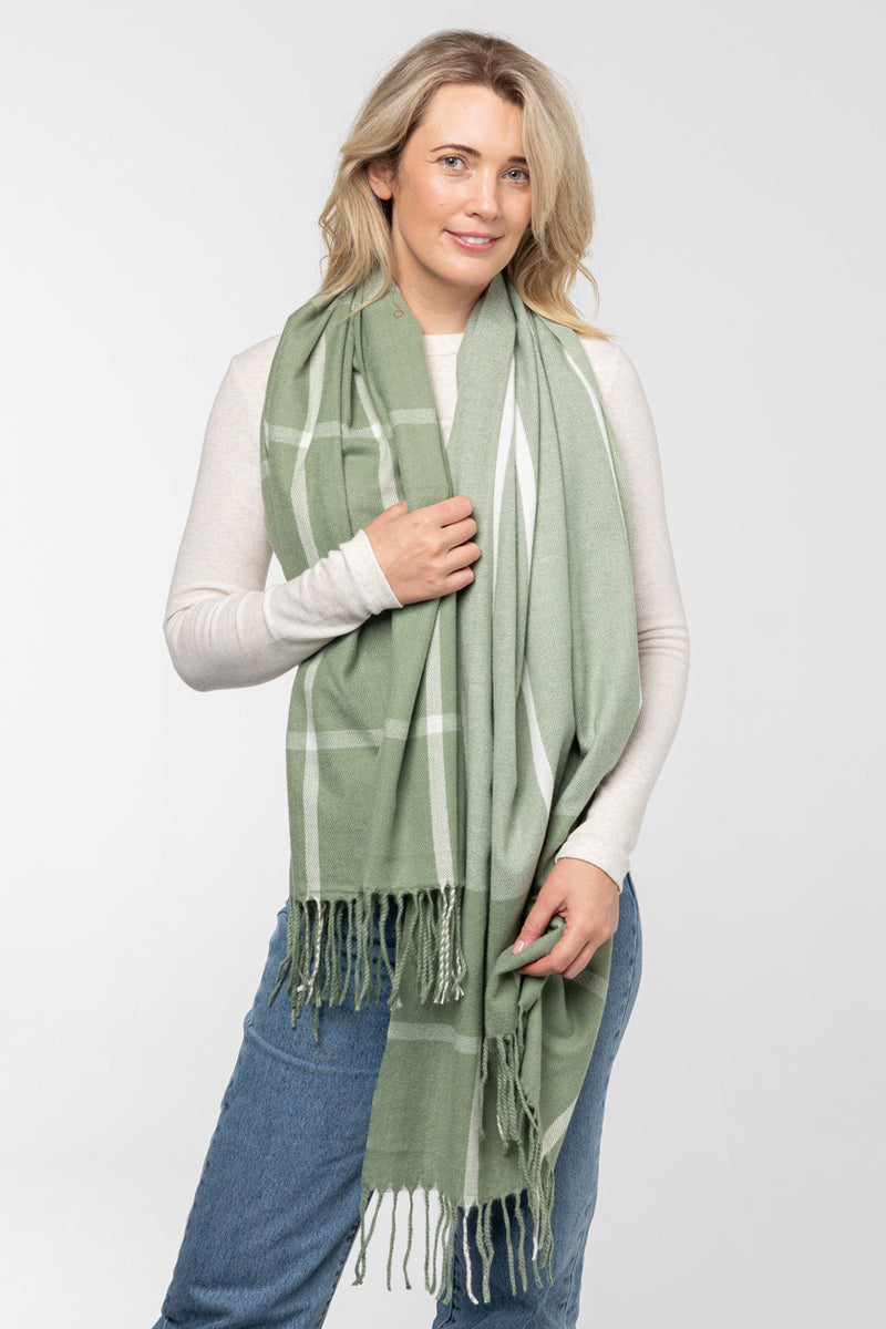 Indus | Pine Scarf - Sage/Natural