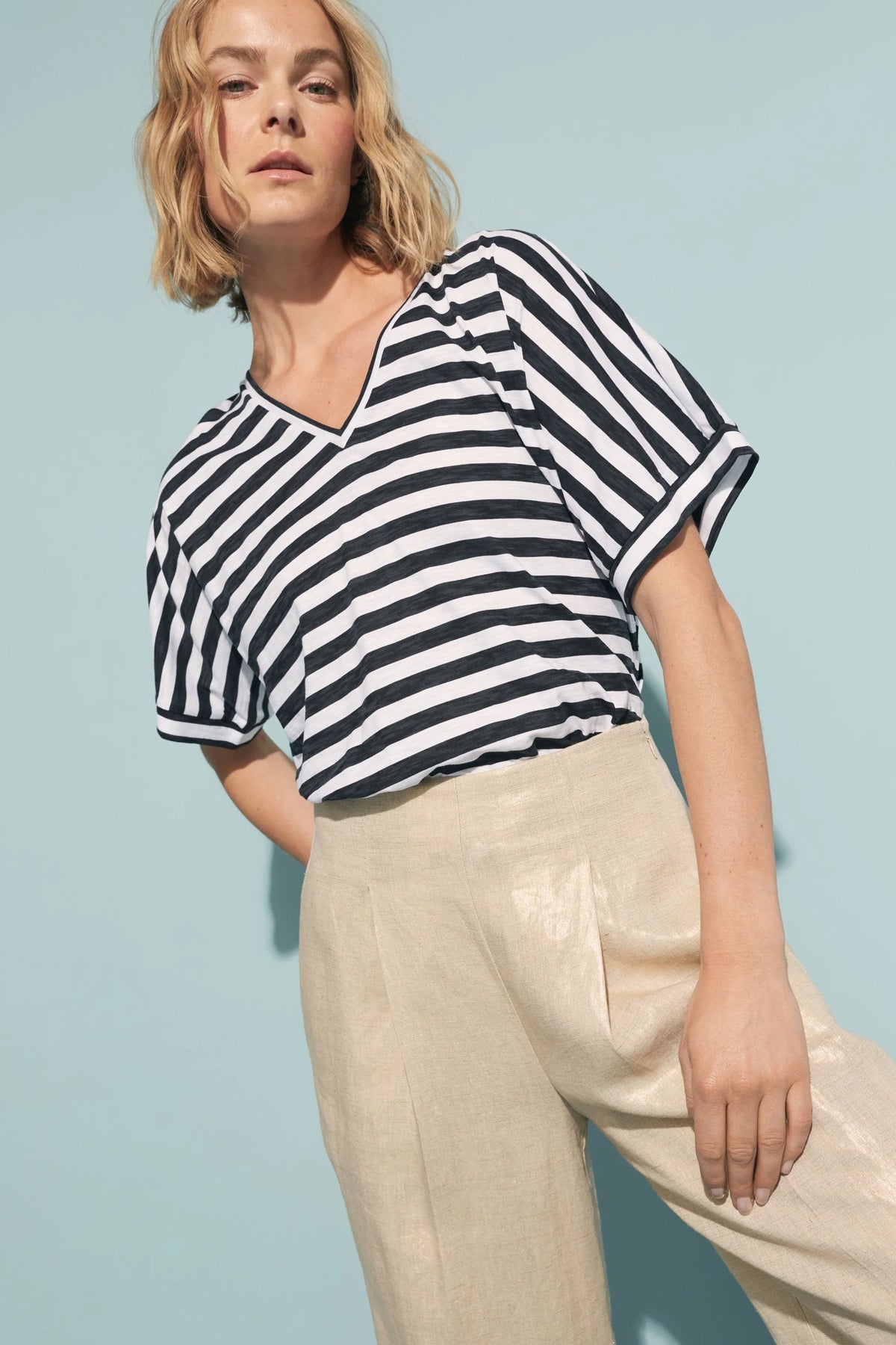 ELK | Seter Tee - Navy + White Stripe