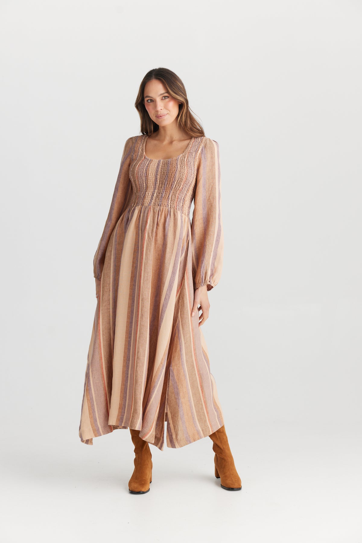 Shanty | Francisco Dress - Santal Stripe