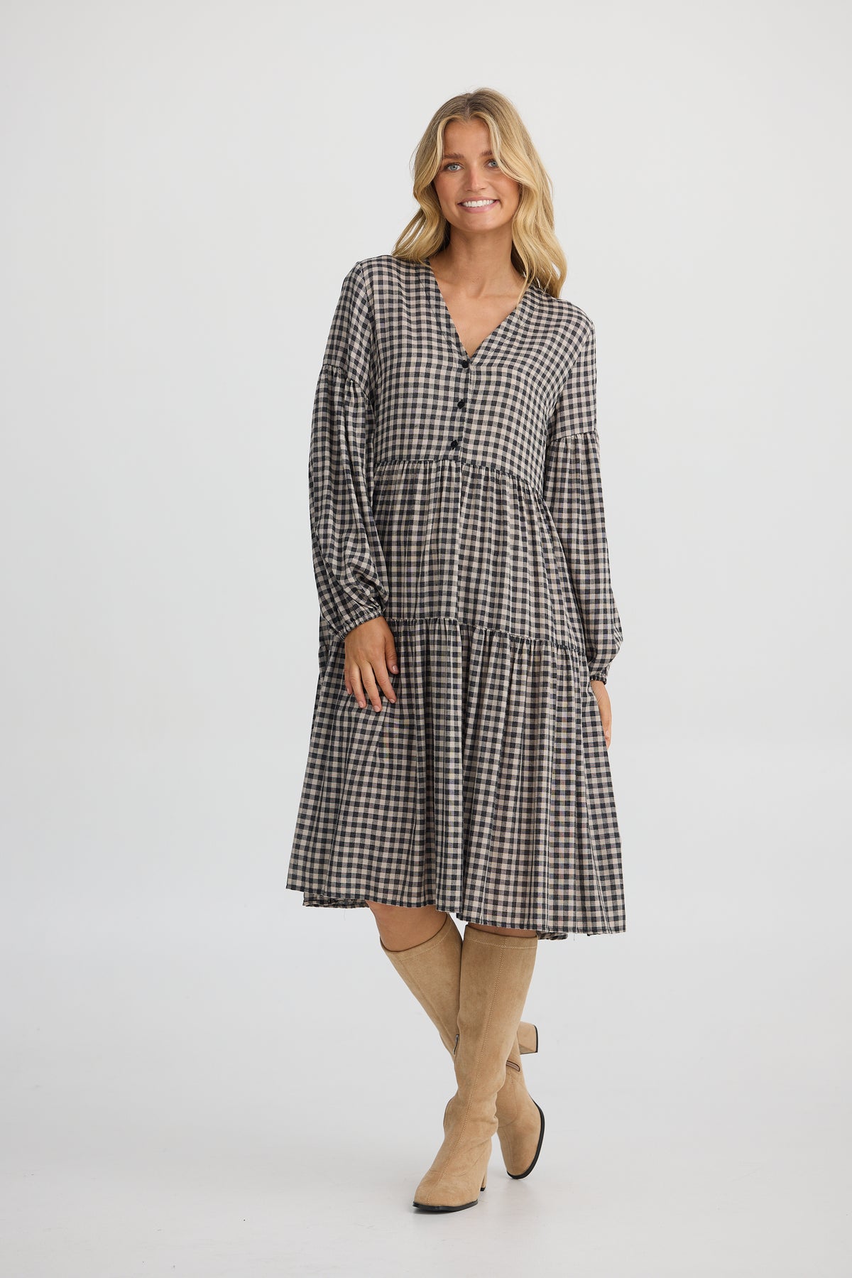 Shanty | Isabella Dress - Natural/Black Check