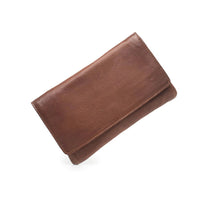 Brown leather wallet on a white background